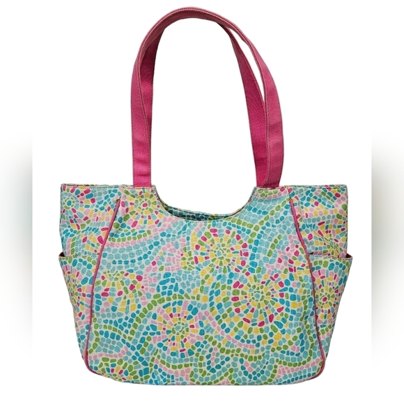 Talbots Colorful Mosaic Large Tote Bag Beach Bag‎ Women's Handbag - Picture 1 of 9